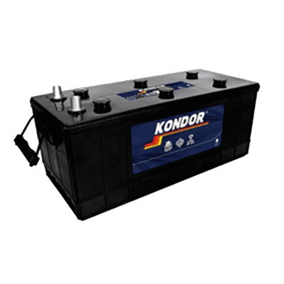 Bateria automotiva 150 AH 12V para caminhões, usada para fornecer energia elétrica ao veículo.